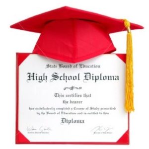 High School Diploma and hat